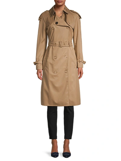 Shop Burberry Cotton Trench Coat In Driftwood
