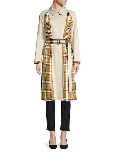 Shop Burberry Guiseley Inside-out Check Trench Coat In Stone