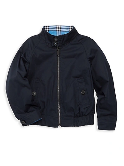 Shop Burberry Little Boy's & Boy's Harrington Reversible Jacket In Blue Multi