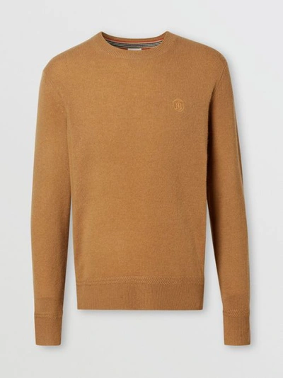 Shop Burberry Monogram Motif Cashmere Sweater In Camel