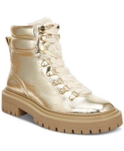 Shop Circus By Sam Edelman Women's Flora Cold Weather Lug Sole Hiker Booties Women's Shoes In Gold