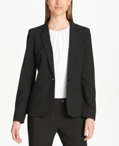 Shop Calvin Klein One-button Blazer, Regular And Petite Sizes In Black