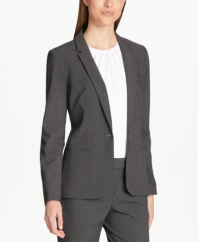Shop Calvin Klein One-button Blazer, Regular And Petite Sizes In Charcoal