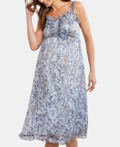 Shop A Pea In The Pod Maternity Printed Midi Dress In Blue Floral