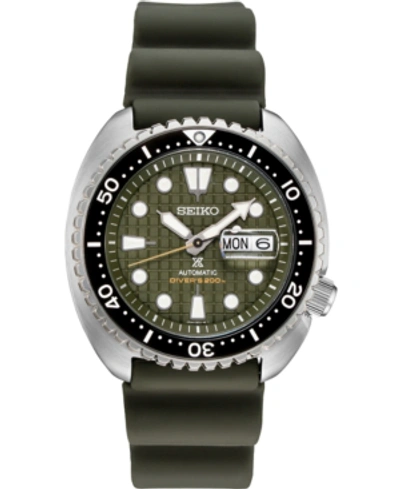 Shop Seiko Men's Automatic Prospex King Turtle Green Silicone Strap Watch 45mm