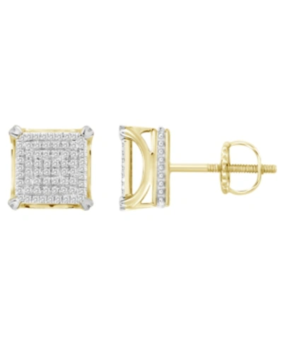 Shop Macy's Men's Diamond (1/3 Ct. T.w.) Earring Set In 10k Yellow Gold