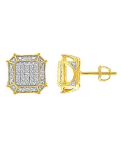 Shop Macy's Men's Diamond (1/3 Ct.t.w.) Earring In 10k Yellow Gold