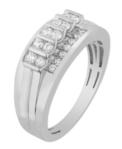 Shop Macy's Men's Diamond (1/2 Ct. T.w.) Ring In 10k White Or Yellow Gold