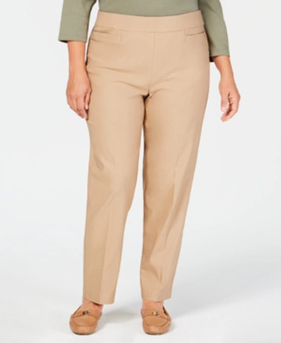 Shop Alfred Dunner Plus Size Classic Allure Tummy Control Pull-on Pants In Tan