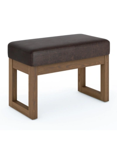 Shop Simpli Home Milltown Contemporary Rectangle Footstool Ottoman Bench In Dark Brown Faux Air Leather