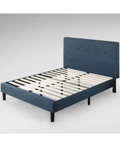 Shop Zinus Omkaram Upholstered Navy Platform Bed / Wood Slat Support, Queen