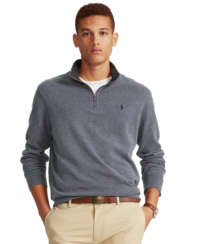 Shop Polo Ralph Lauren Men's Big & Tall Jersey Quarter-zip Pullover In Dark Grey Heather