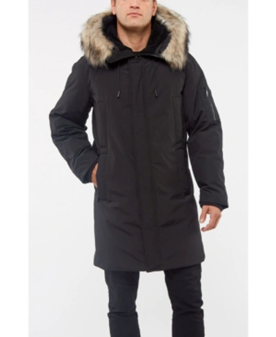 Shop Vince Camuto Men's Down Coat With Faux Fur Trim Jacket In Black