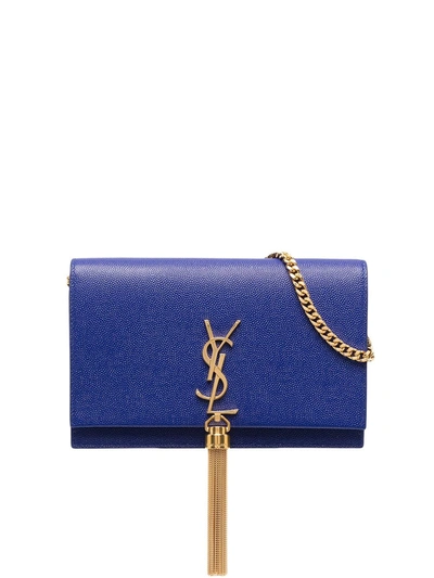 Shop Saint Laurent Kate Tassel Crossbody Bag In Blue