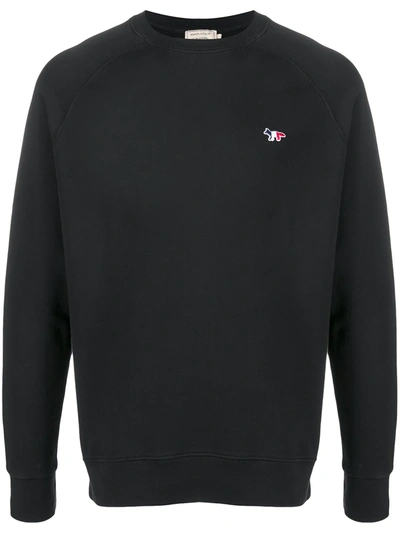 Shop Maison Kitsuné Fox Patch Sweatshirt In Black