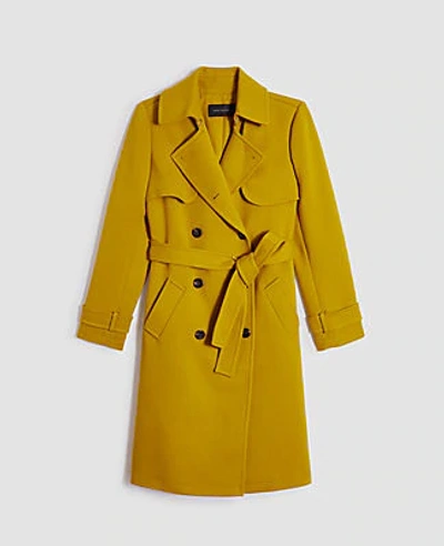 Shop Ann Taylor Belted Trench Coat In Split Pea Green