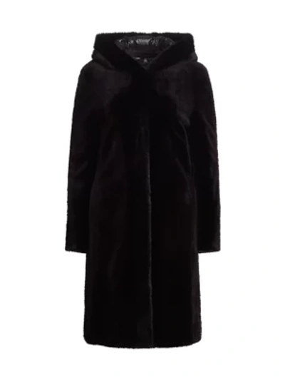 Shop The Fur Salon Reversible Mink Fur Hooded Jacket In Plum Black