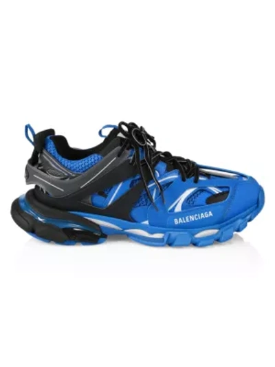Shop Balenciaga Men's Track Sneakers In Blue Black