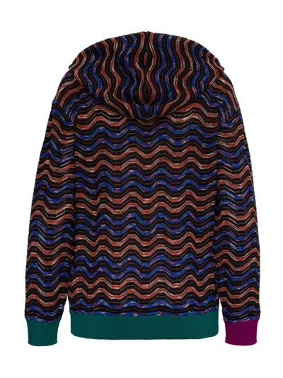 Shop M Missoni Multicolor Hooded Sweatshirt In Wool Blend In Black