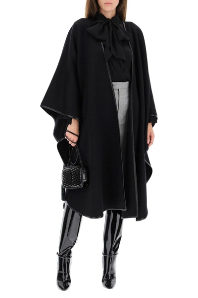 Shop Saint Laurent Cape In Wool And Cashmere In Black