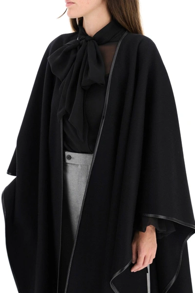 Shop Saint Laurent Cape In Wool And Cashmere In Black