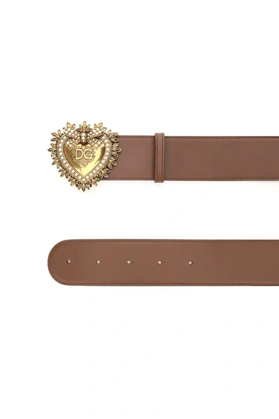 Shop Dolce & Gabbana Devotion Leather Belt In Brown