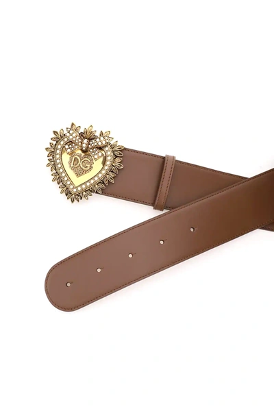 Shop Dolce & Gabbana Devotion Leather Belt In Brown