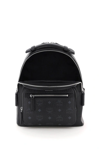 Shop Mcm Stark 32 Backpack In Leather And Visetos In Black,grey