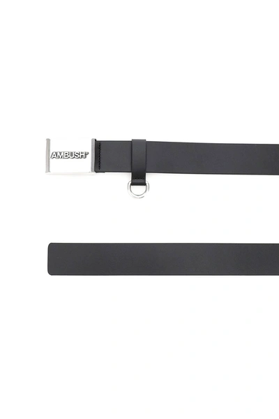 Shop Ambush Leather Belt With Logo Buckle In Black