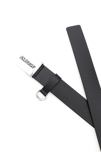 Shop Ambush Leather Belt With Logo Buckle In Black