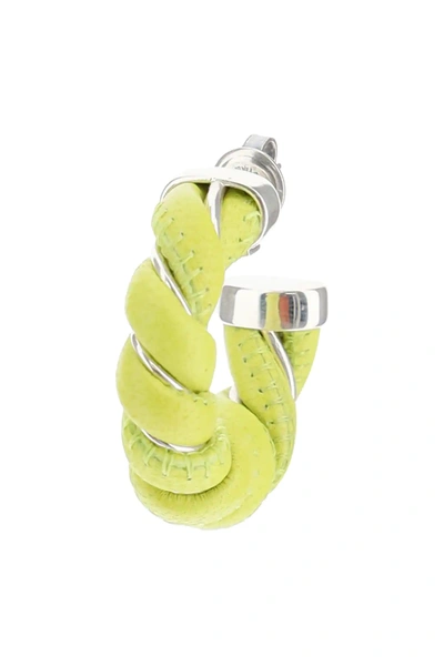 Shop Bottega Veneta Torcillon Hoop Earrings In Yellow,green,silver