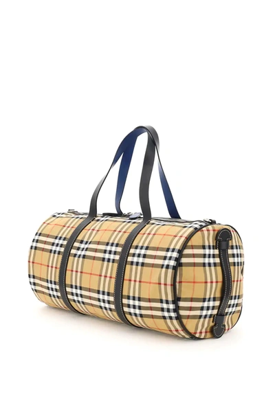 Shop Burberry Large Kennedy Duffle Bag In Beige,black,red