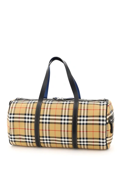 Shop Burberry Large Kennedy Duffle Bag In Beige,black,red
