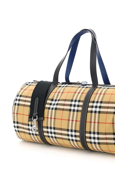 Shop Burberry Large Kennedy Duffle Bag In Beige,black,red