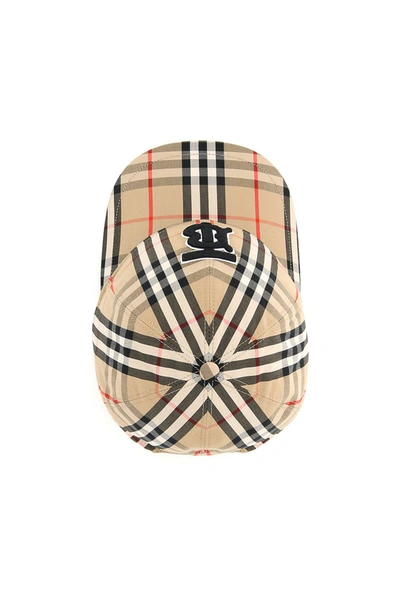 Shop Burberry Check Baseball Cap Tb In Beige,black,red