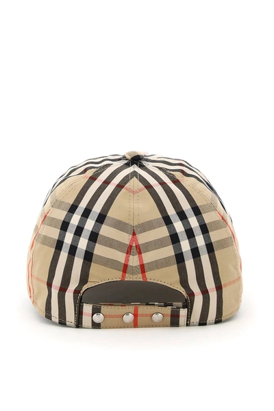 Shop Burberry Check Baseball Cap Tb In Beige,black,red