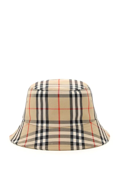 Shop Burberry Vintage Check Bucket Hat In Beige,black,red