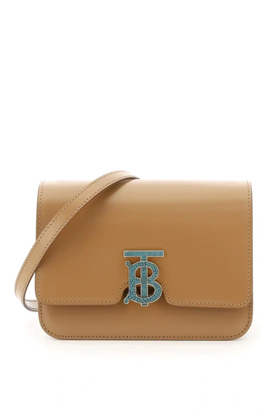 Shop Burberry Crossbody Tb Small Bag In Beige,brown,light Blue