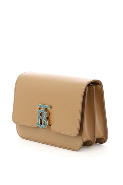 Shop Burberry Crossbody Tb Small Bag In Beige,brown,light Blue