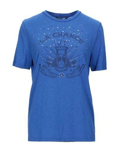 Shop Maje T-shirt In Blue