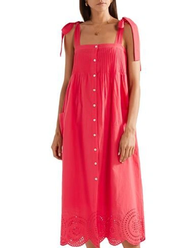 Shop Hatch Woman Midi Dress Coral Size 2 Cotton In Red