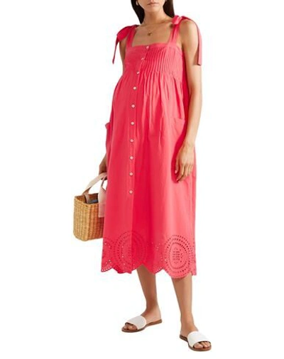 Shop Hatch Woman Midi Dress Coral Size 2 Cotton In Red