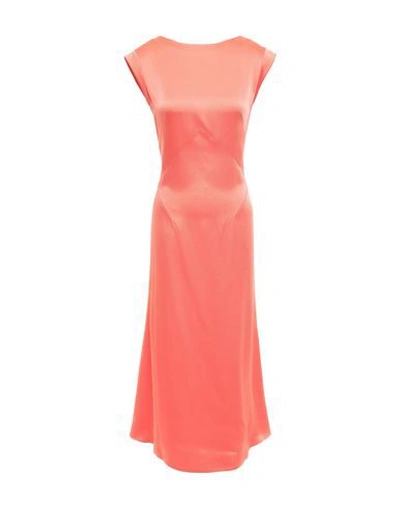 Shop Tome Woman Midi Dress Coral Size 6 Acetate, Viscose In Red