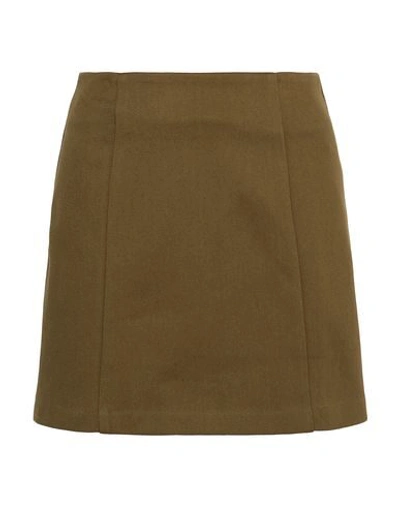 Shop Matin Woman Mini Skirt Military Green Size 8 Cotton
