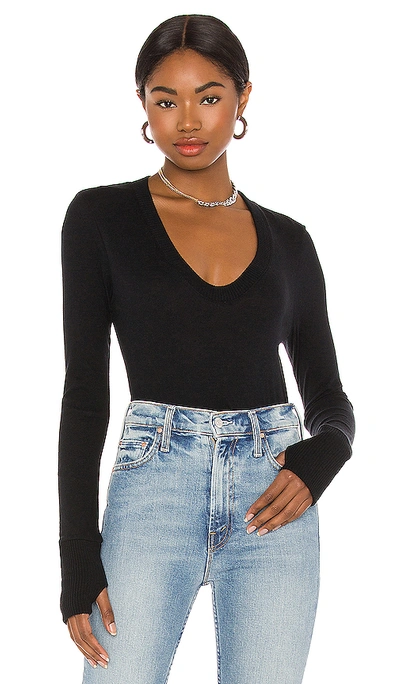 Shop Enza Costa Cashmere Fitted V Neck Sweater In Black
