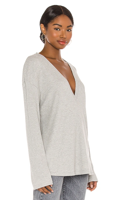 Shop Lovers & Friends Deep V Neck Top In Heather Grey