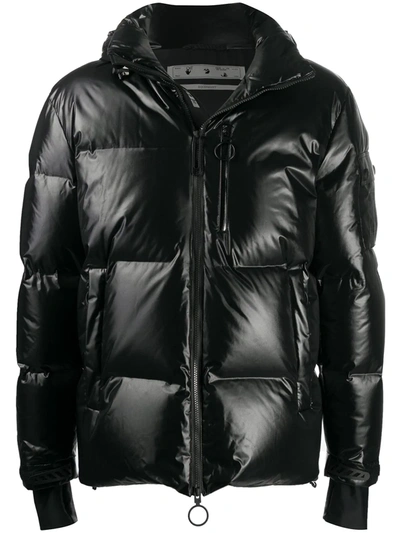 Shop Off-white Logo-print Ski Puffer Jacket In Black