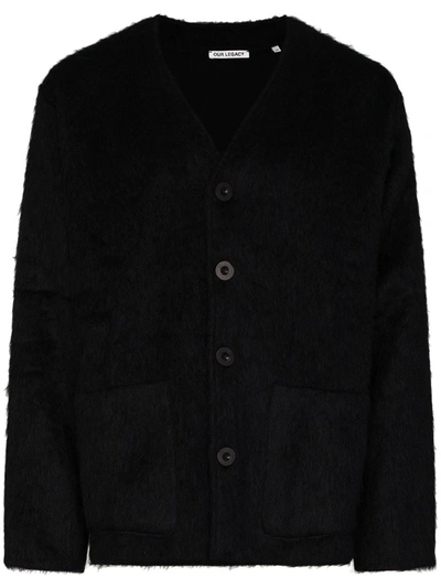Shop Our Legacy Faux-fur Button-up Cardigan In Black