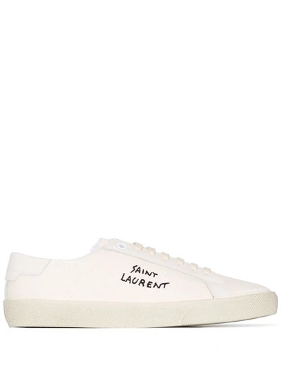 WHITE COURT CLASSIC EMBROIDERED CANVAS SNEAKERS