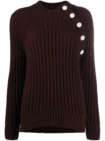 Zadig & Voltaire Coleen Buttoned Ribbed Knit Sweater In Brown  